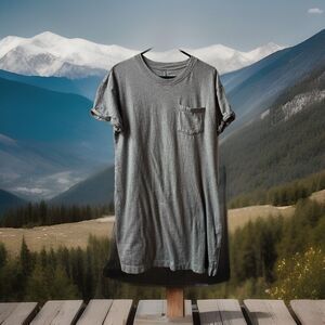 Time and True Sleep Shirt Womens Large Gray Jersey Short Sleeeved Front Pocket